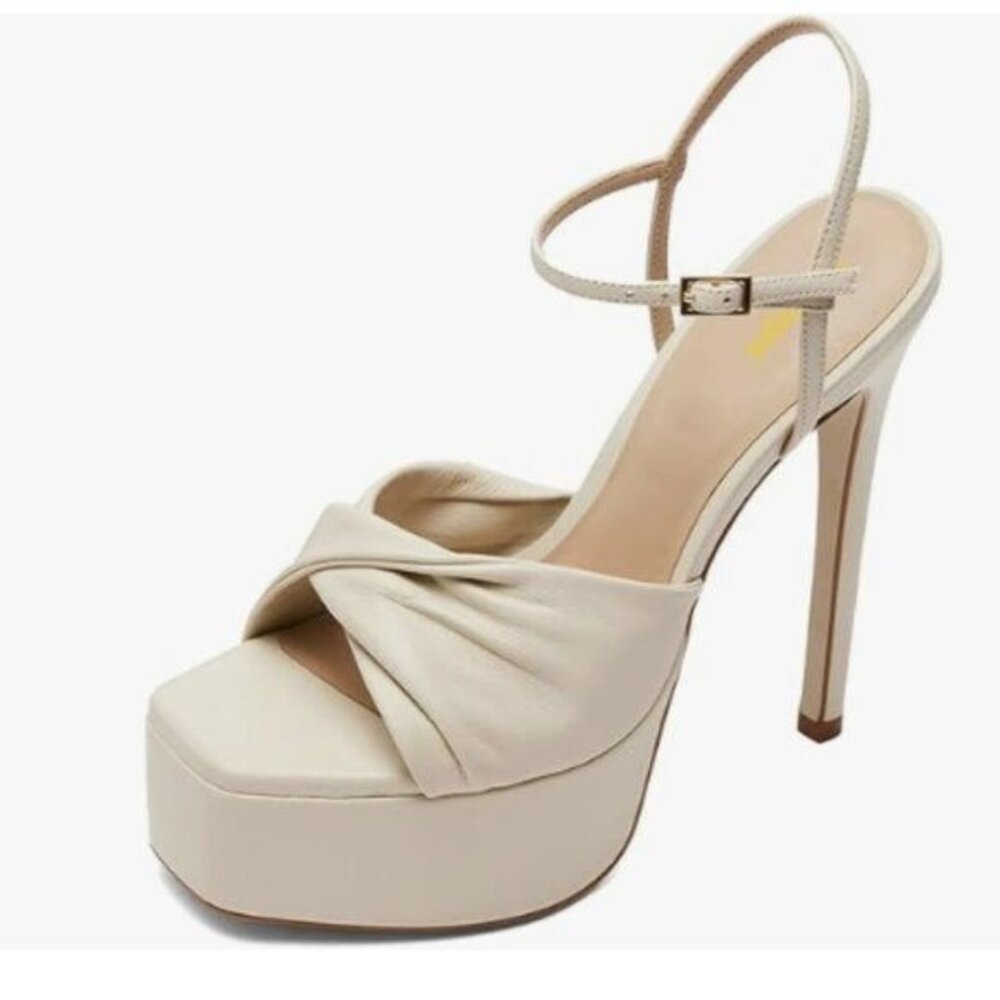 Women Stylish Buckle Strap Pleated Sandals Platform Sky High Heel Open Toe Pumps